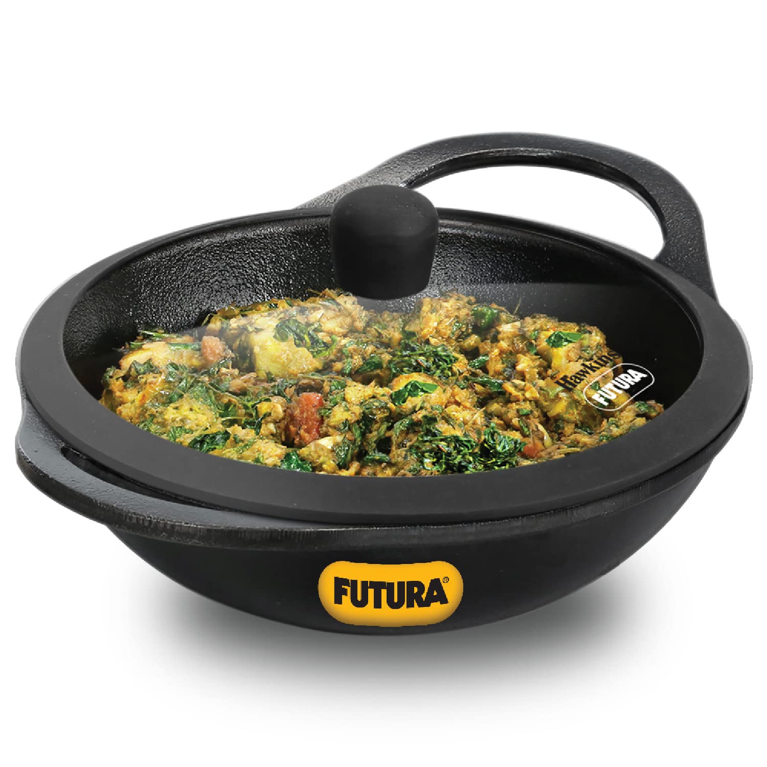 Hawkins Futura Cast Iron Kadhai with Glass Lid - 2 L