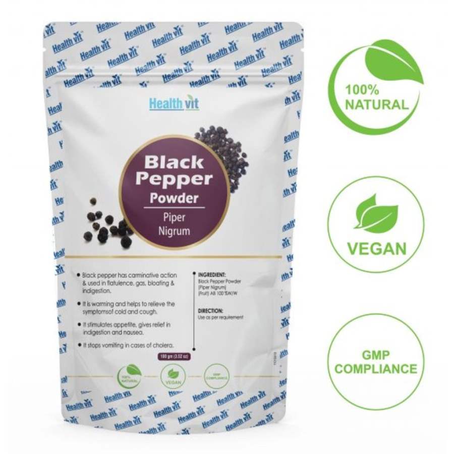 Healthvit Natural Black Pepper (Piper Nigrum) Powder - 100 GM