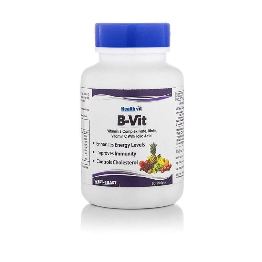 Healthvit B - VIT Vitamin B Complex with Biotin, Vitmain C and Folic Acid - 60 Tabs