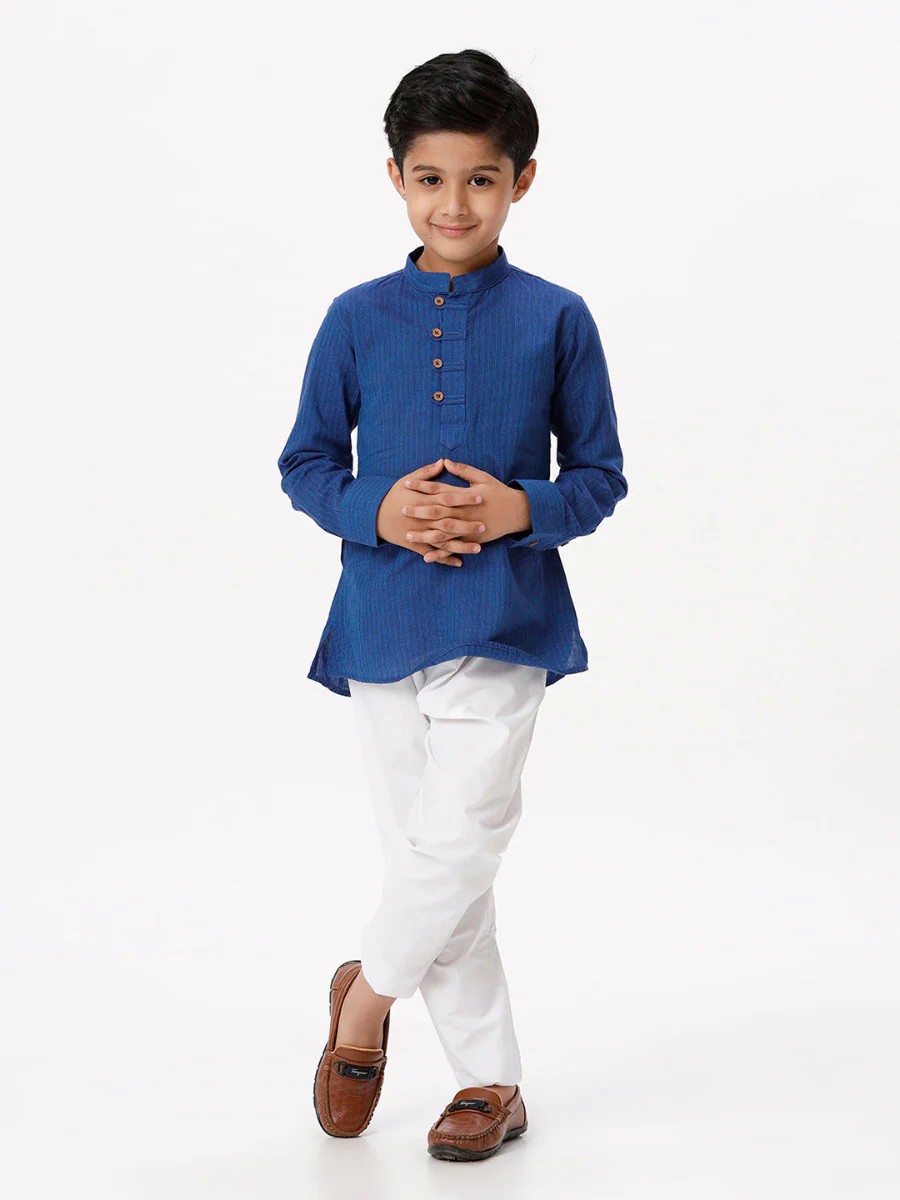 Ramraj Boys Breeze Cotton Kurta with Pyjama Pant Combo - Navy