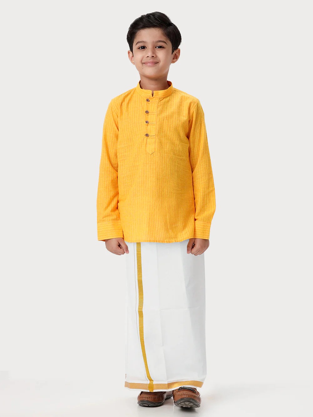 Ramraj Boys Breeze Cotton Kurta with Dhoti Combo - Yellow